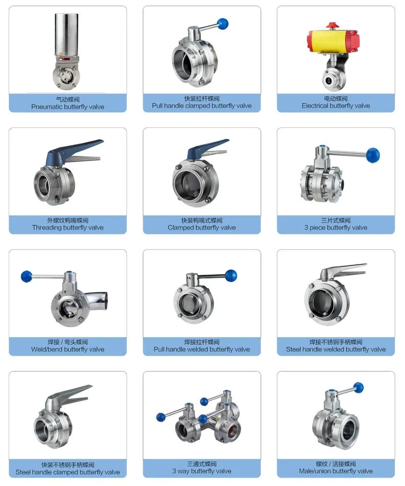 Stainless Steel Sanitary Sanitaire Food Grade Pneumatic Butterfly, Diaphragm Membrane, Plug, Safety Relief Valve, Ball Control Valve (JN-BV1001)